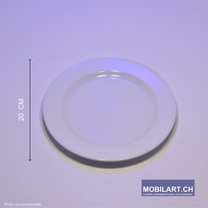 Mobilart – Location – Art de la table – Assiette blanche 20 cm 1