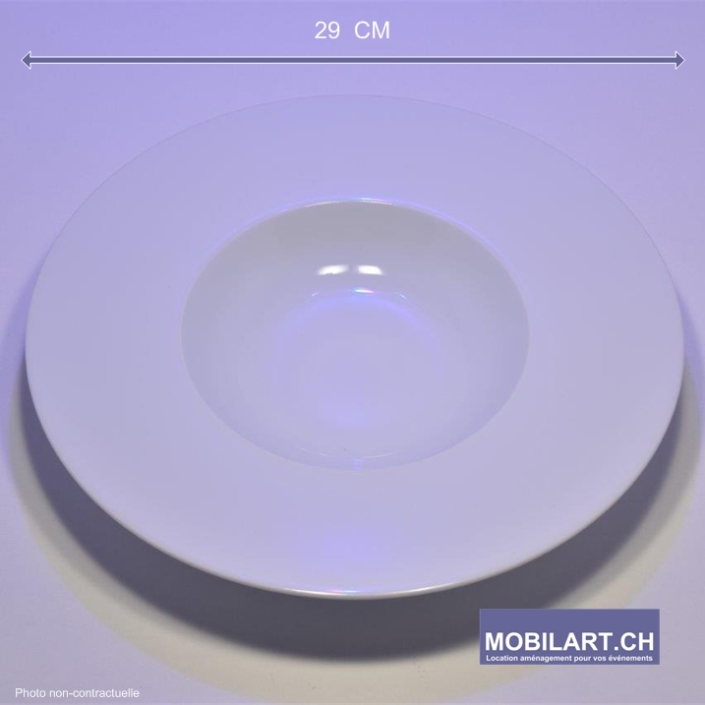 Mobilart – Location – Art de la table – Assiette blanche creuse 29 cm 1